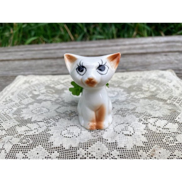 Vintage Tiny Big Eyed Cat Kitten Planter Vase - Picture 1 of 13